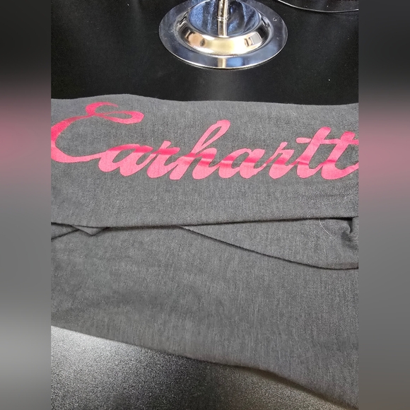 Carhartt Women’s Charcoal V-Neck Long Sleeve Shirt with Arm Logo – Size M (8/10) - Picture 7 of 7